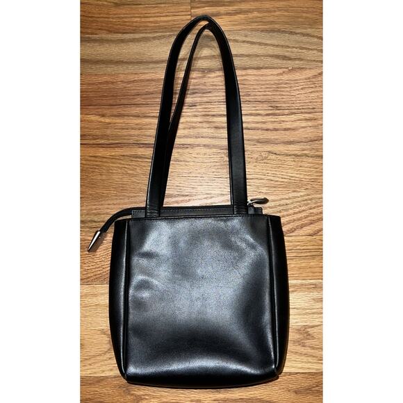 Vintage Mandarina Duck Black Leather Handbag Shoulder Bag Made In Italy - Picture 2 of 10